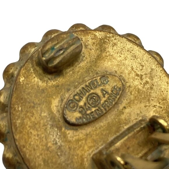 Auth CHANEL Coco - Gold Black Hardware Clip On Earrings - Picture 3 of 4